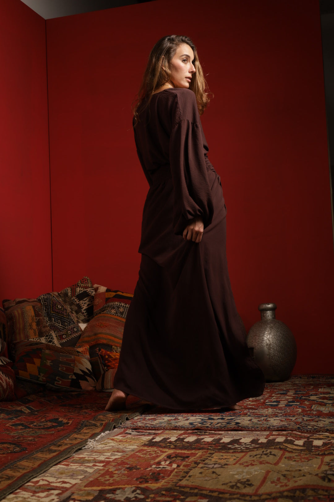 Luna mocca drapped dress