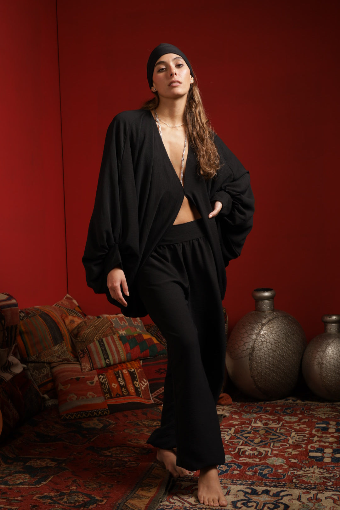 Flow black kimono