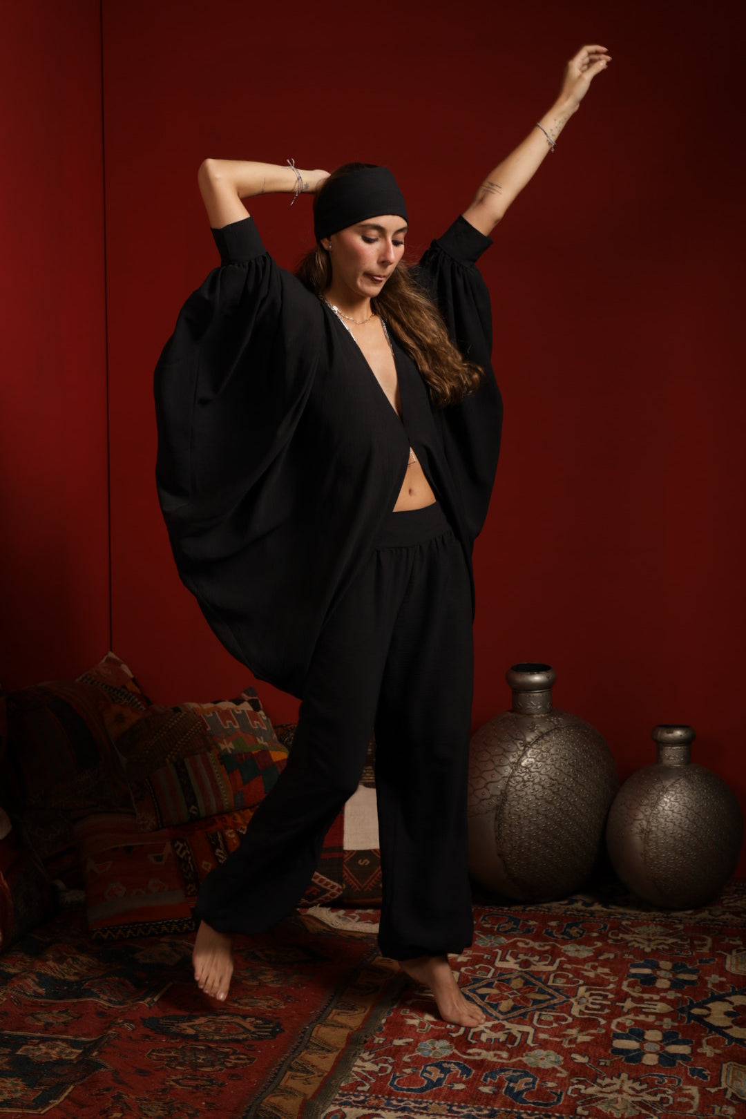 Flow black kimono