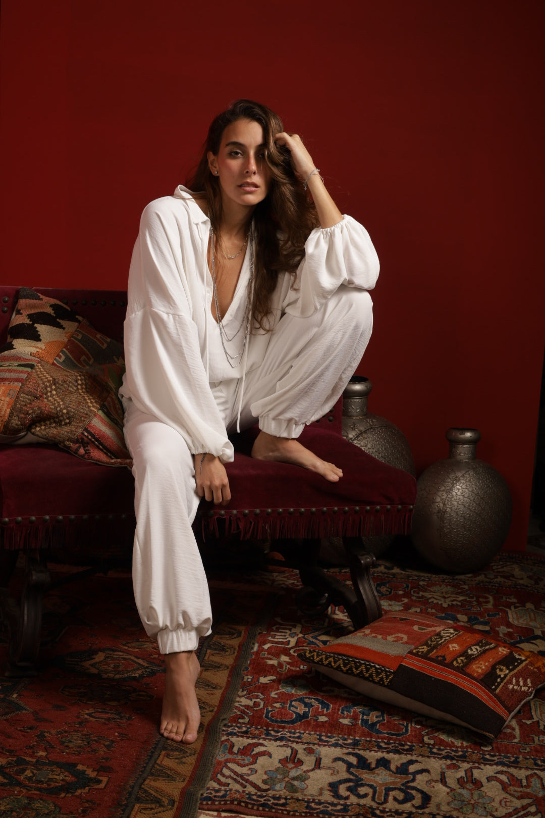 Solstice White Balloon Pants