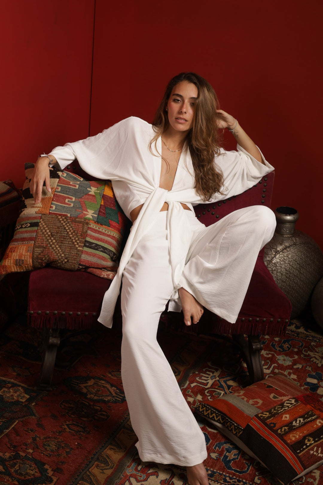 Solara White 70s Pants