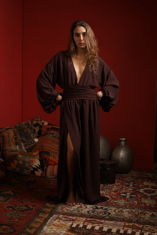 Luna mocca drapped dress