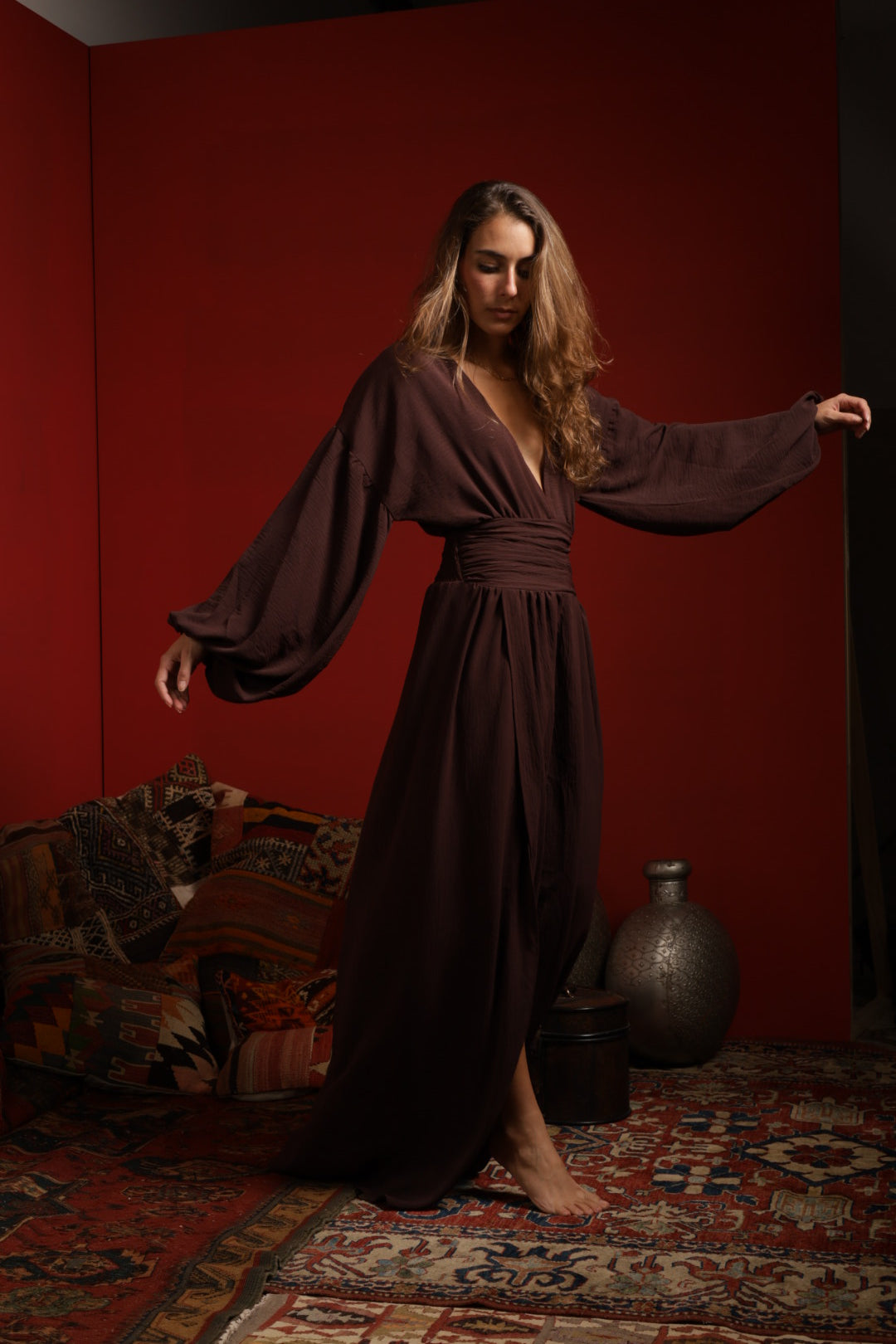 Luna mocca drapped dress