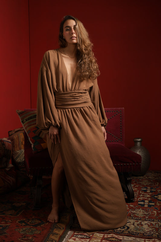 Luna creaam drapped dress